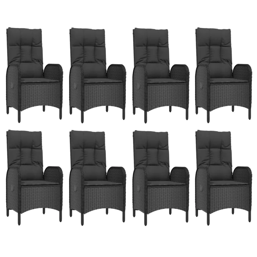 Ensemble à manger de jardin 9pcs et coussins noir et gris - 4