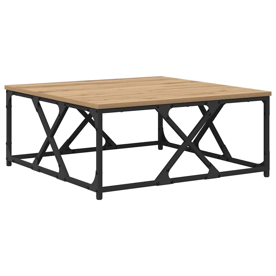 Table basse Chêne artisanal 70 x 70 x 30 cm Bois d'ingénierie - 2