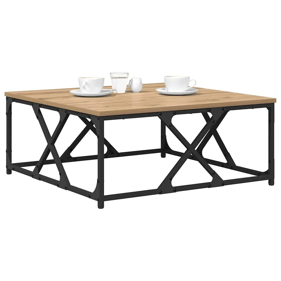 Table basse Chêne artisanal 70 x 70 x 30 cm Bois d'ingénierie - 3