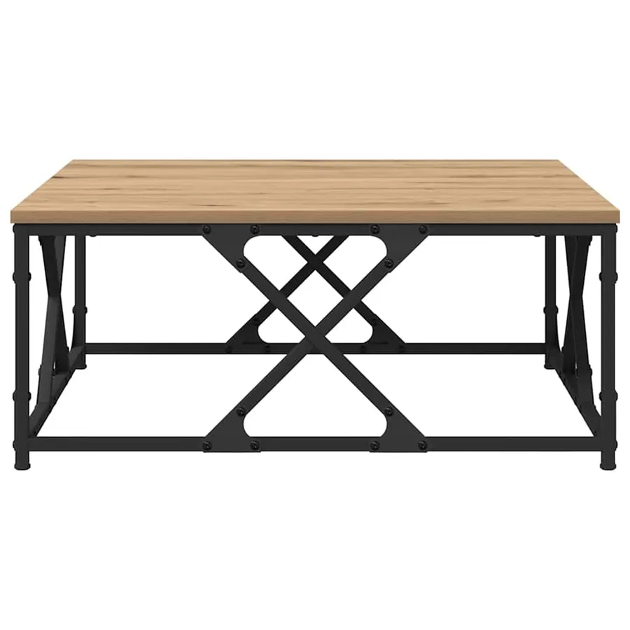 Table basse Chêne artisanal 70 x 70 x 30 cm Bois d'ingénierie - 5