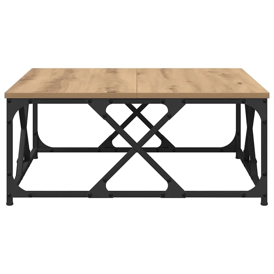 Table basse Chêne artisanal 70 x 70 x 30 cm Bois d'ingénierie - 6