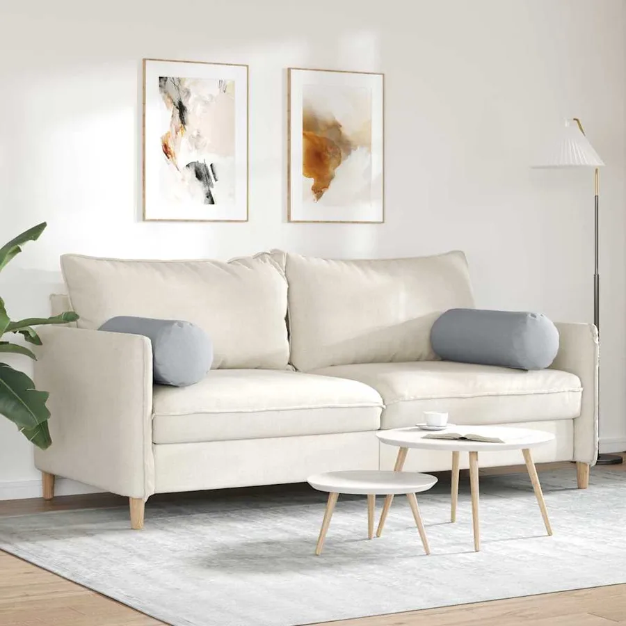 Coussins d'accent 2 pcs Gris clair Ø 25 x 70 cm tissu - 4