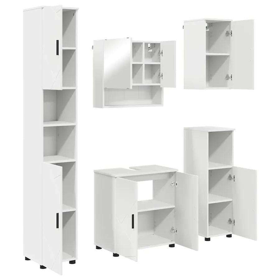 Ensemble de mobilier de salle de bain Montage mural 5 pcs Blanc - 2