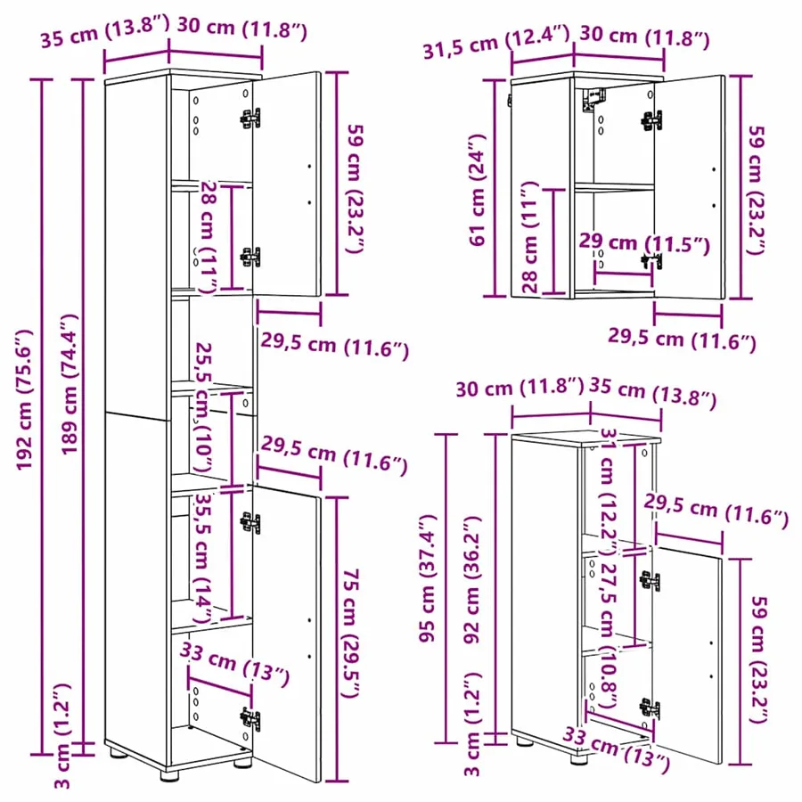 Ensemble de mobilier de salle de bain Montage mural 5 pcs Blanc - 20
