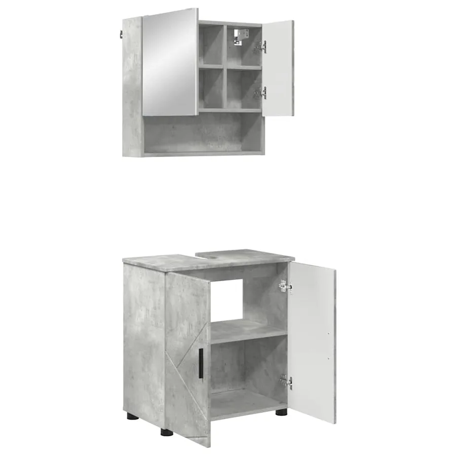 Ensemble de mobilier de salle de bain 2 pcs Gris béton - 2