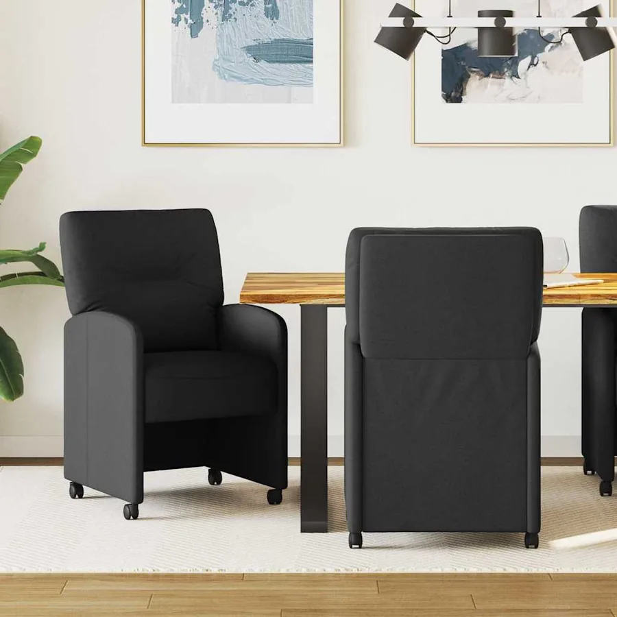 Chaises de Salle à Manger avec Roues 2 pcs Noir 57 x 67 x 95 cm