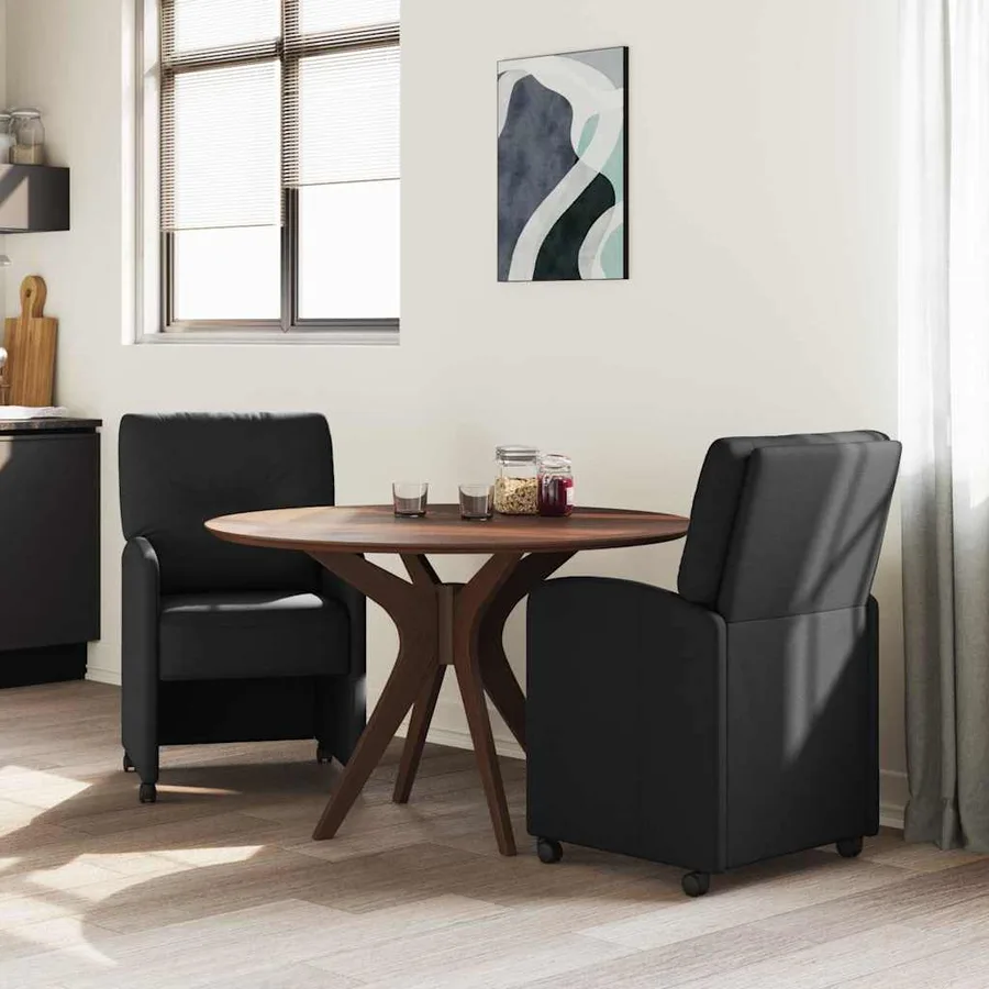 Chaises de Salle à Manger avec Roues 2 pcs Noir 57 x 67 x 95 cm - 3