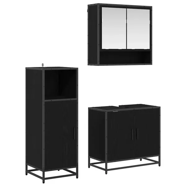 Ensemble de mobilier de salle de bain 3 pcs Chêne noir