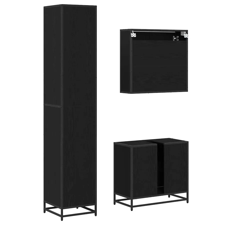 Ensemble de mobilier de salle de bain 3 pcs Chêne noir - 9