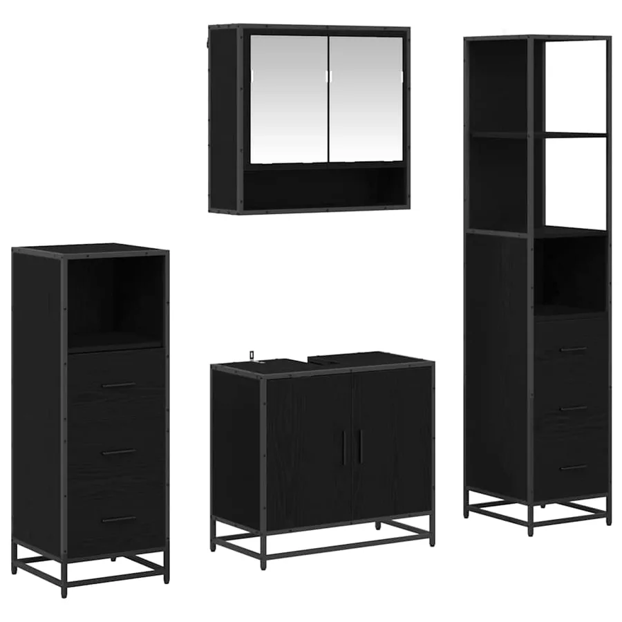 Ensemble de mobilier de salle de bain 4 pcs Chêne noir - 2