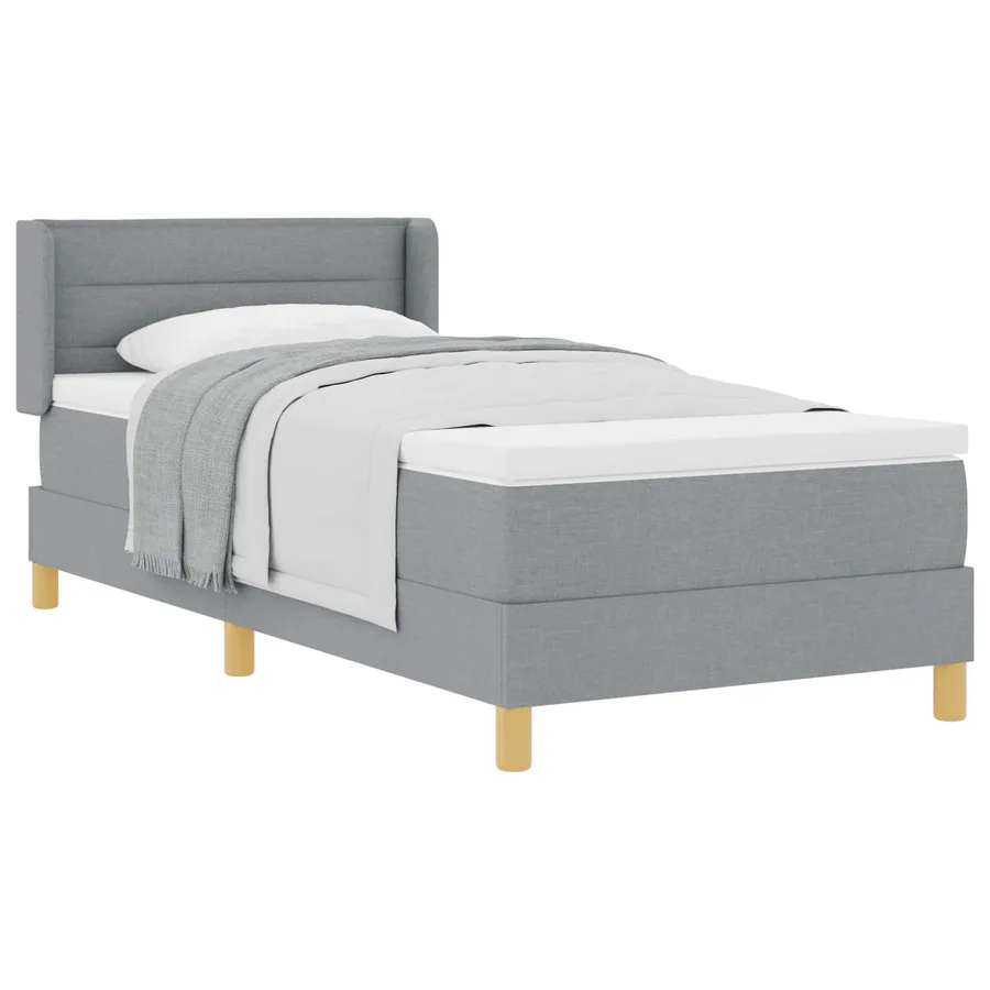 Lit à ressorts avec matelas Gris clair 190 x 90 cm tissu - 2