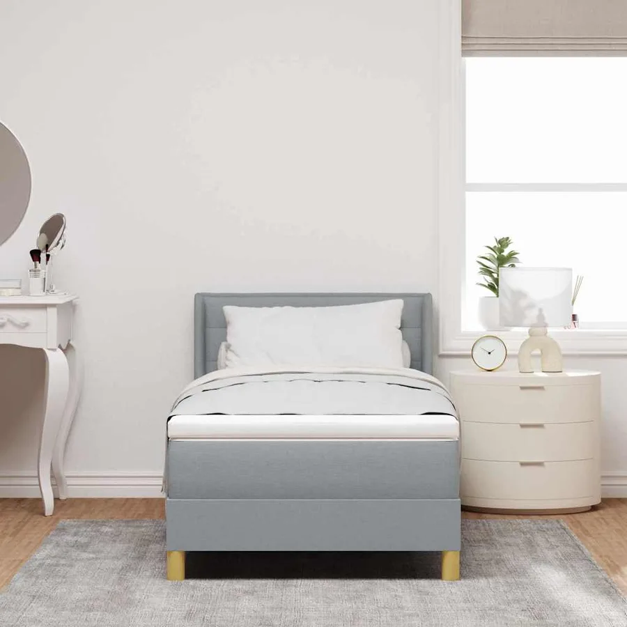 Lit à ressorts avec matelas Gris clair 190 x 90 cm tissu - 3