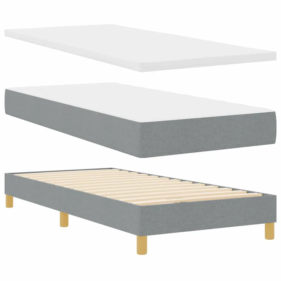 Lit à ressorts avec matelas Gris clair 190 x 90 cm tissu - 4