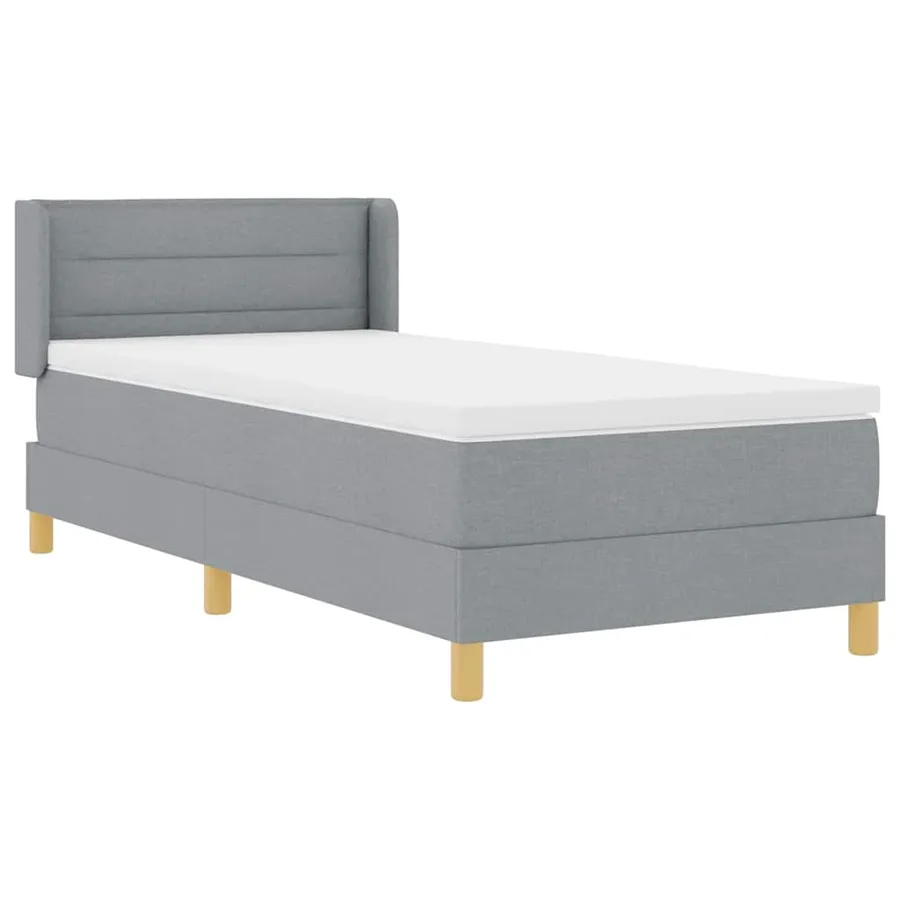 Lit à ressorts avec matelas Gris clair 190 x 90 cm tissu - 6
