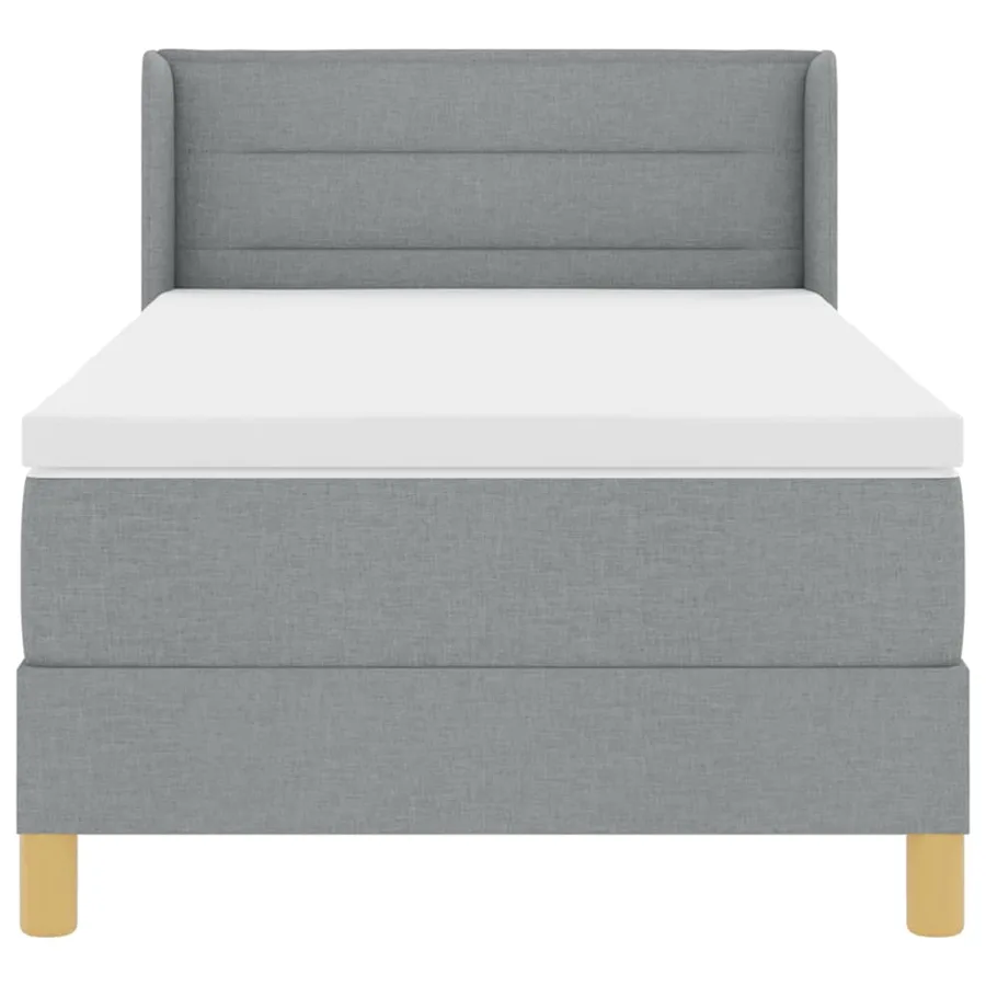 Lit à ressorts avec matelas Gris clair 190 x 90 cm tissu - 7