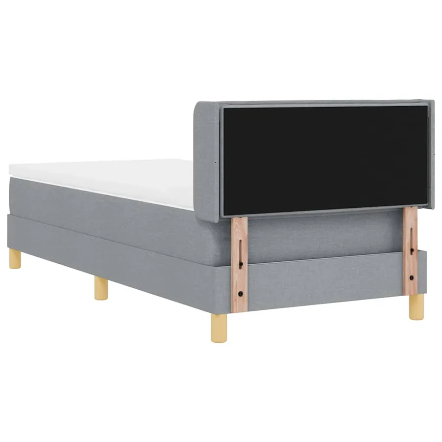 Lit à ressorts avec matelas Gris clair 190 x 90 cm tissu - 9