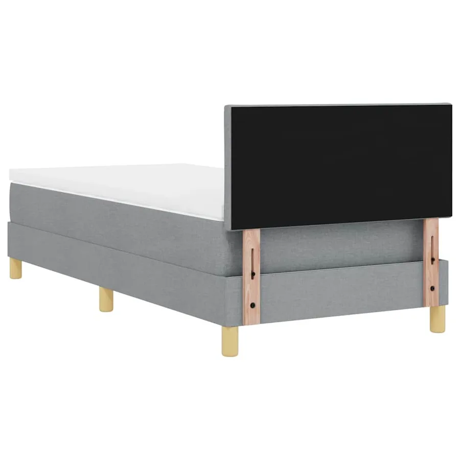Lit à ressorts avec coussin Gris clair 90 x 190 cm tissu - 9