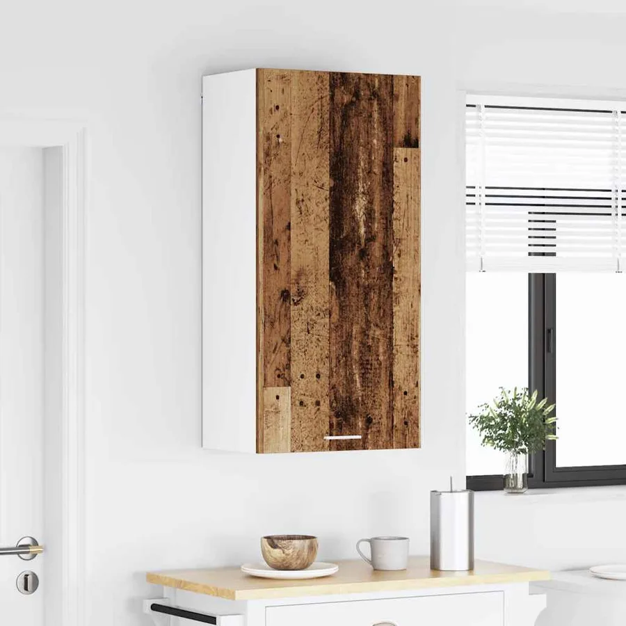 Armoire suspendue Bois ancien et Blanc 50 x 31 x 100 cm - 4