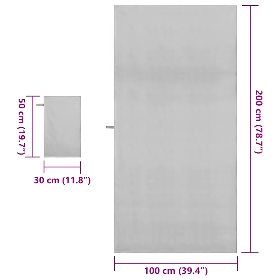 Set de serviettes de sport 2 pcs Gris tissu - 8