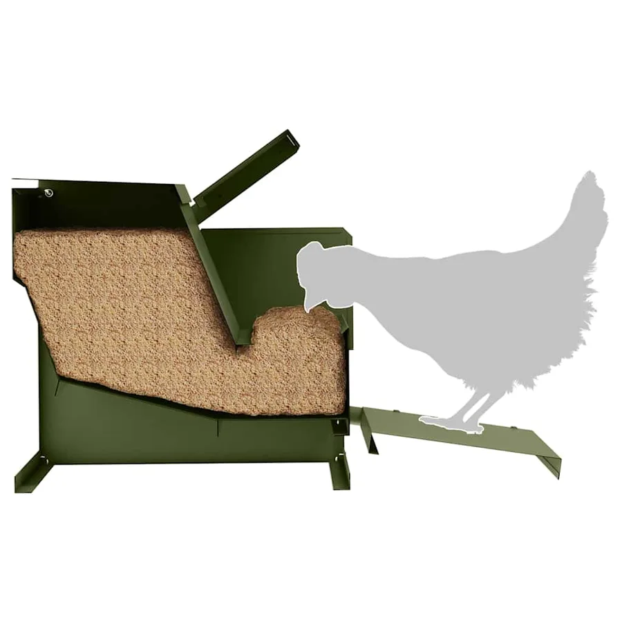 Nourrisseur à pédale pour poules Vert olive 50 x 40 x 29 cm - 13