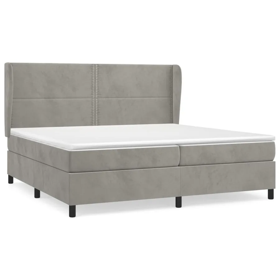 Sommier à lattes de lit et matelas Gris clair 200x200cm Velours - 2