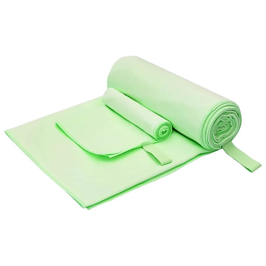 Set de serviettes de sport 2 pcs Vert tissu