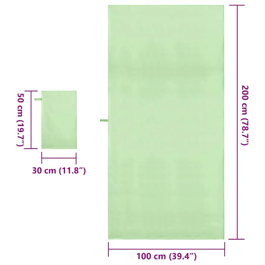 Set de serviettes de sport 2 pcs Vert tissu - 8
