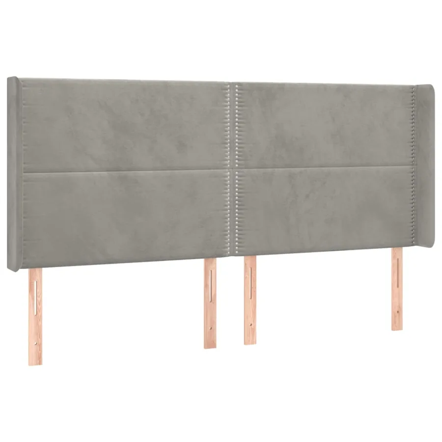 Headboard with Wings Light Grey 203x16x118/128 cm Velvet - 2