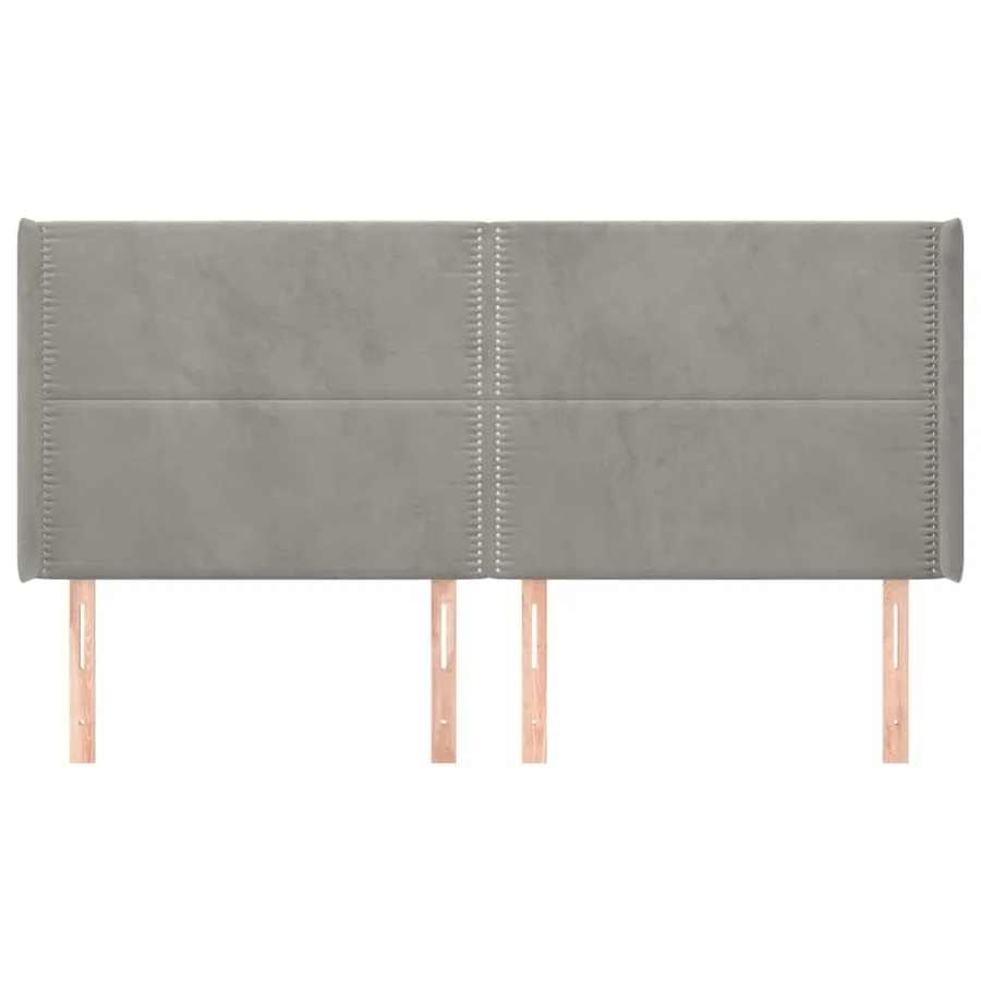 Headboard with Wings Light Grey 203x16x118/128 cm Velvet - 3
