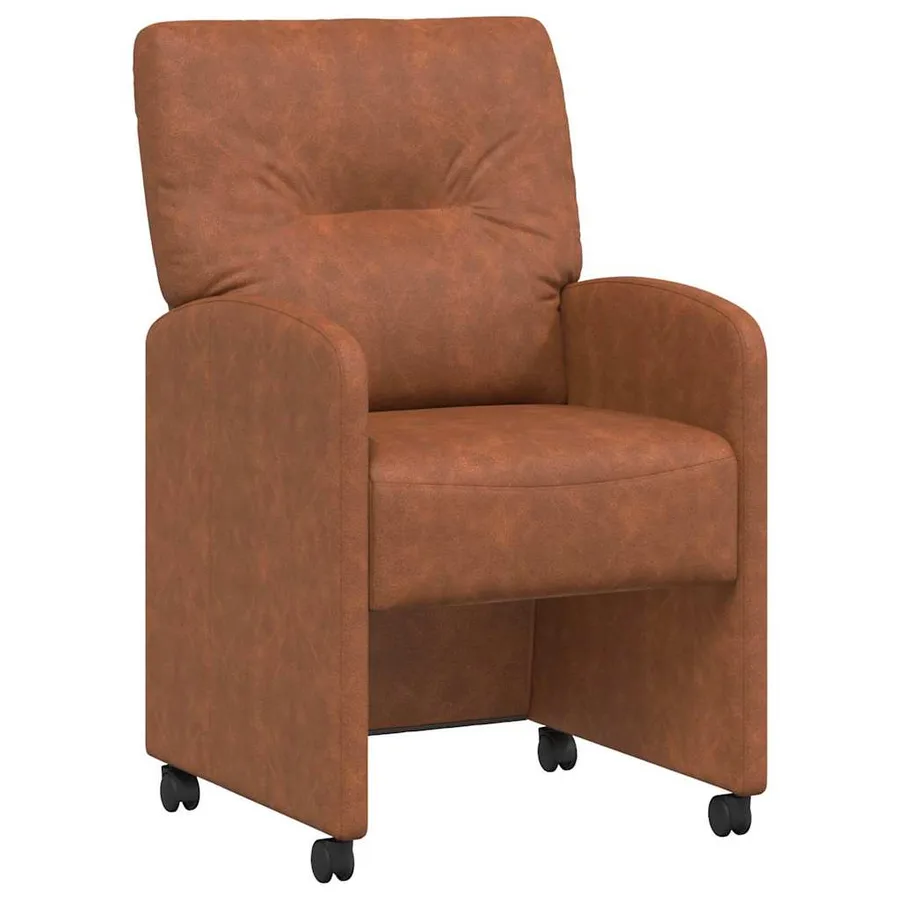 Chaises de Salle à Manger avec Roues 2 pcs Marron Simili cuir - 2