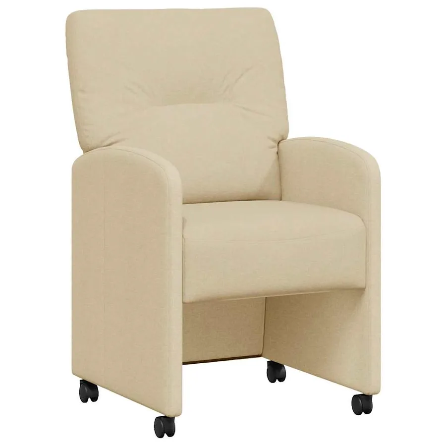 Chaises de Salle à Manger avec Roues 2 pcs Crème tissu - 2