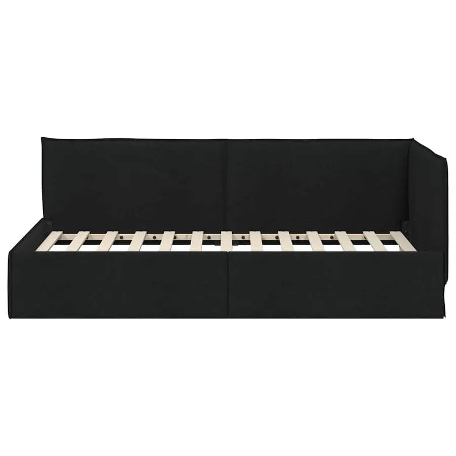 Cadre de lit d'angle avec tête de lit Noir 90 x 200 cm tissu - 5