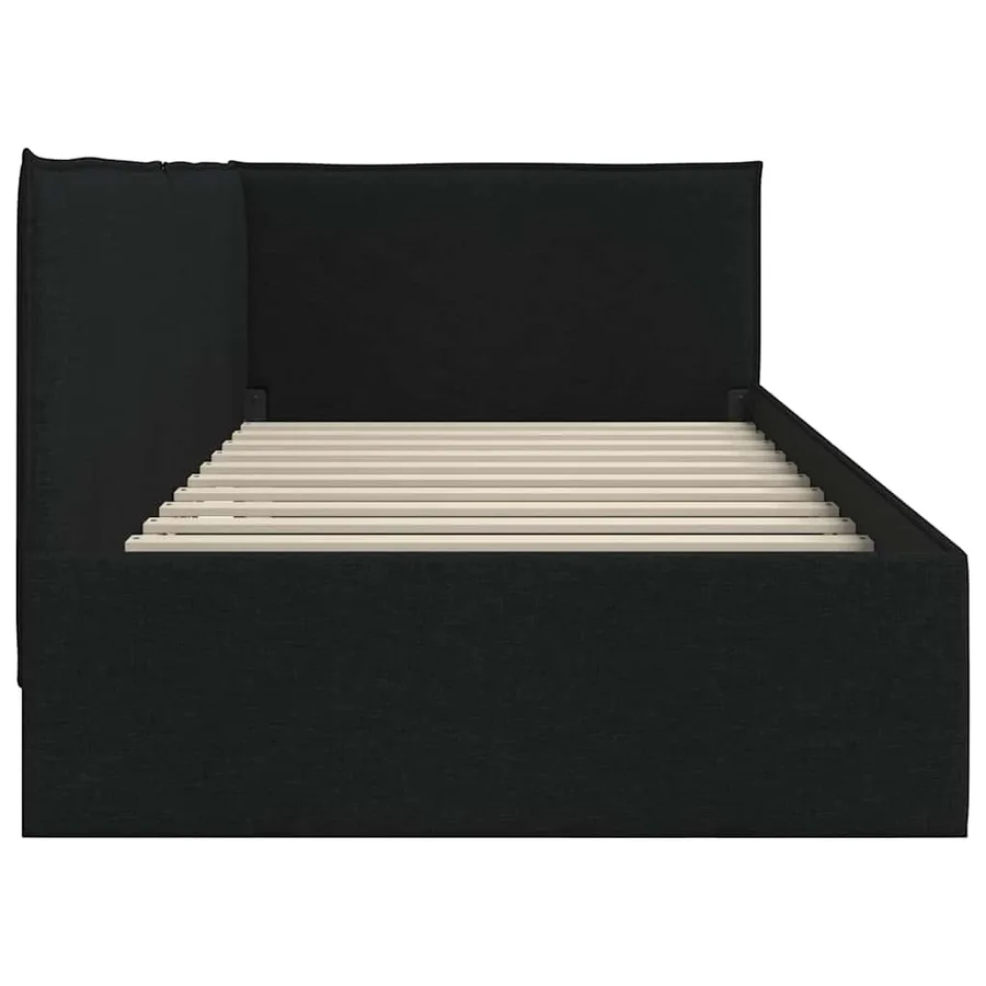 Cadre de lit d'angle avec tête de lit Noir 90 x 200 cm tissu - 6