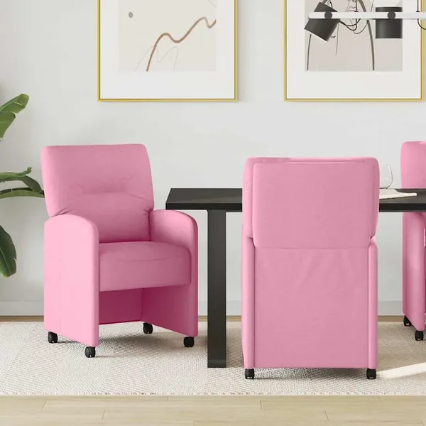 Chaises de Salle à Manger avec Roues 2 pcs Rose 57 x 67 x 95 cm
