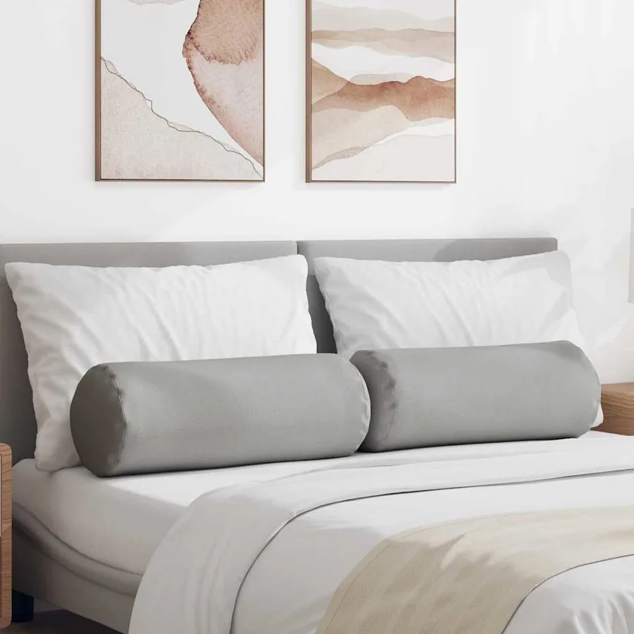 Coussins d'accent 2 pcs Gris nuage Ø 25 x 70 cm tissu