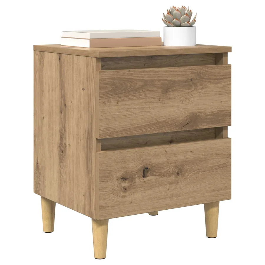 Armoire de lit avec tiroir Chêne artisanal 40 x 35 x 50 cm - 2