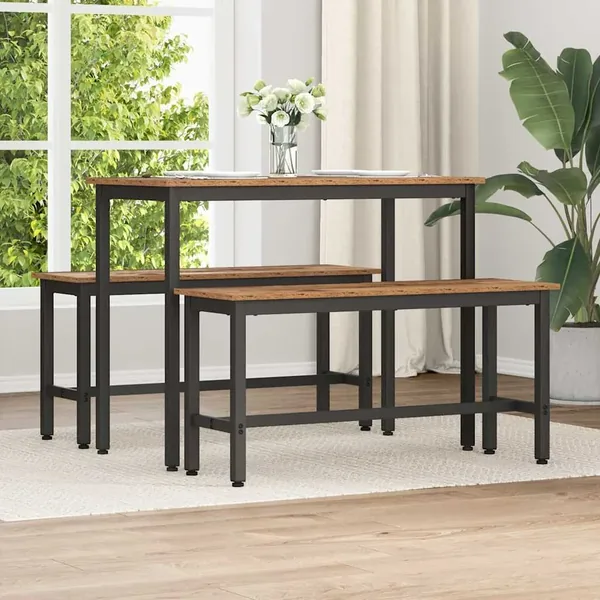 Banc de salle à manger 2 pcs Bois ancien 100 x 32,5 x 48,5 cm