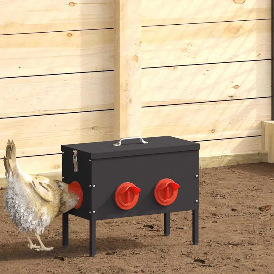Mangeoire pour poules 2 pcs Noir 41,5 x 20,5 x 33 cm