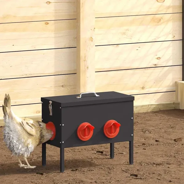 Mangeoire pour poules 2 pcs Noir 41,5 x 20,5 x 33 cm