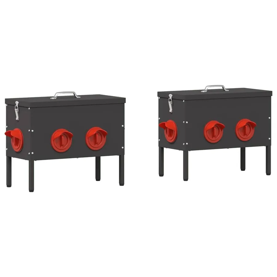 Mangeoire pour poules 2 pcs Noir 41,5 x 20,5 x 33 cm - 2