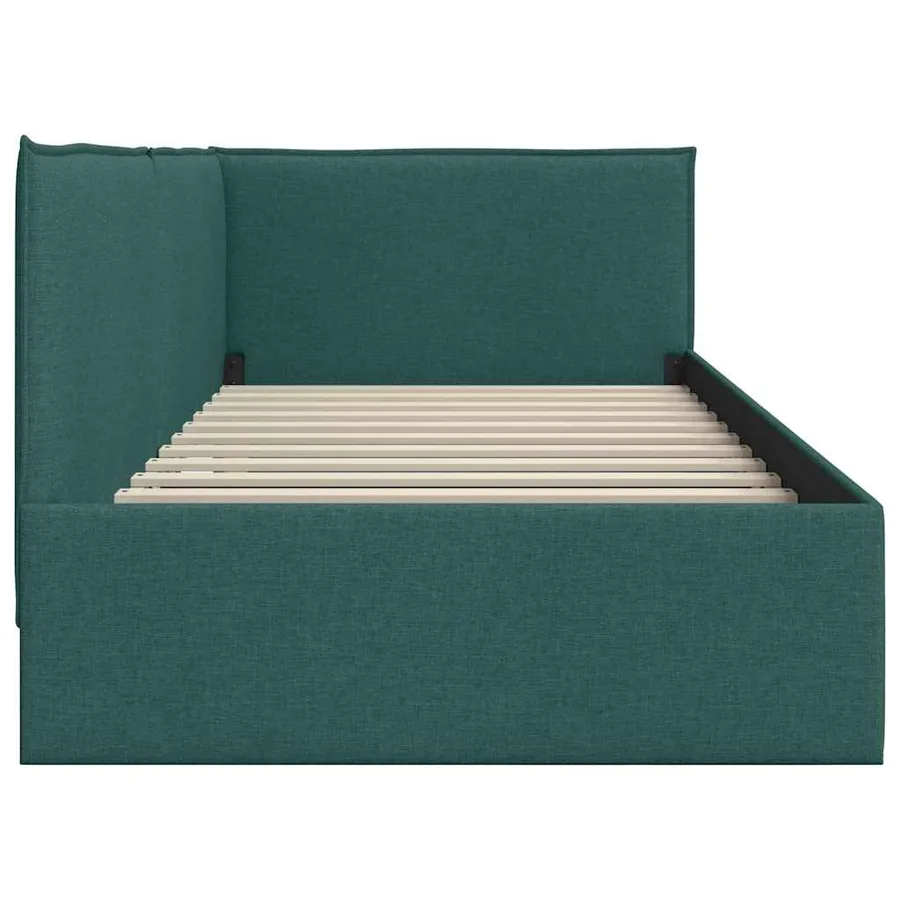 Cadre de lit d'angle Vert foncé 90 x 190 cm tissu - 6