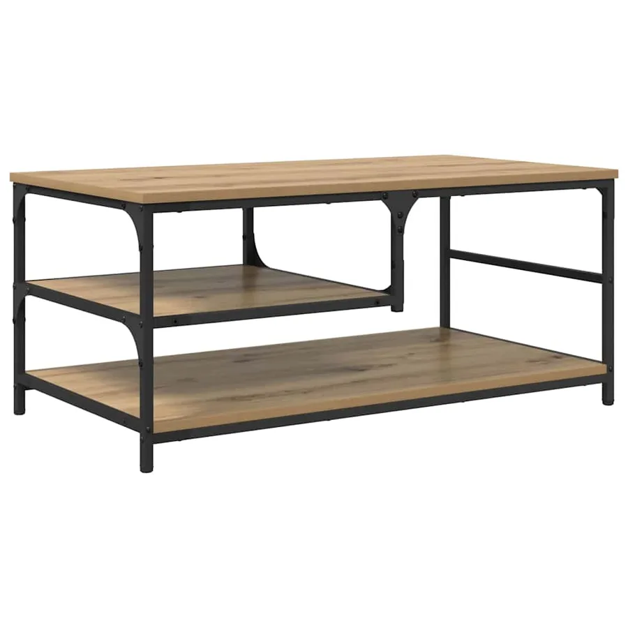 Table basse Chêne artisanal 90 x 49 x 40 cm Bois d'ingénierie - 2