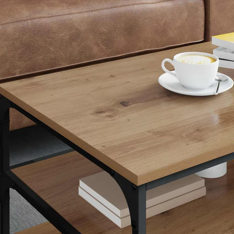 Table basse Chêne artisanal 90 x 49 x 40 cm Bois d'ingénierie - 4