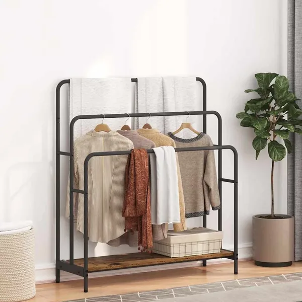 Porte-vêtements avec étagère Bois ancien 90 x 30 x 100,5 cm