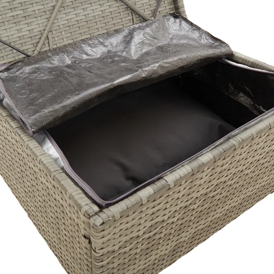 Salon de jardin 5 pcs avec coussins Gris Résine tressée - 9