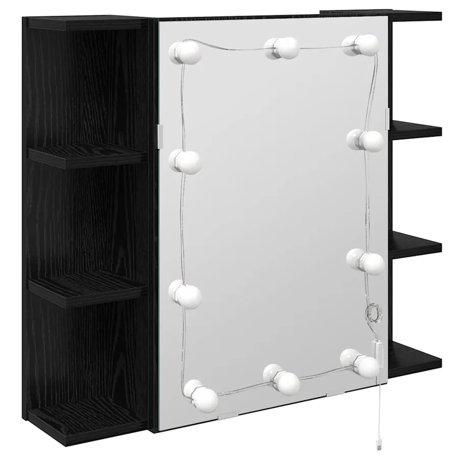 Armoire Miroir Chêne noir 70 x 16,5 x 60 cm Bois d'ingénierie - 2