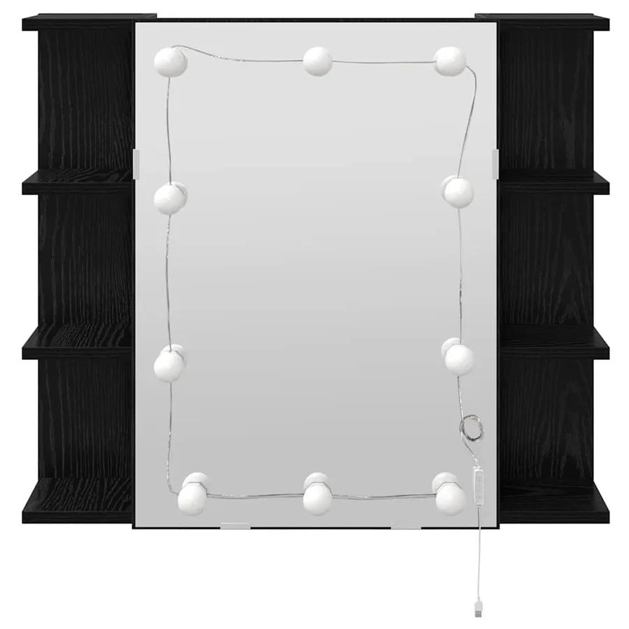 Armoire Miroir Chêne noir 70 x 16,5 x 60 cm Bois d'ingénierie - 5