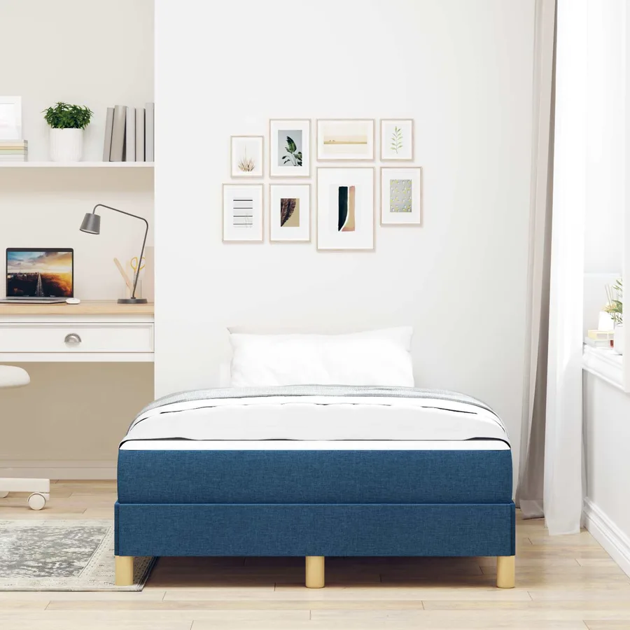 Lit à ressorts avec matelas Bleu 120 x 190 cm tissu - 4