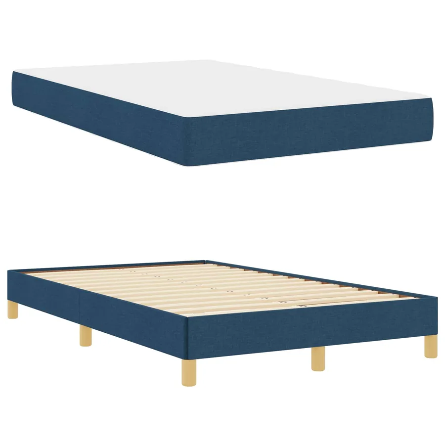 Lit à ressorts avec matelas Bleu 120 x 190 cm tissu - 5