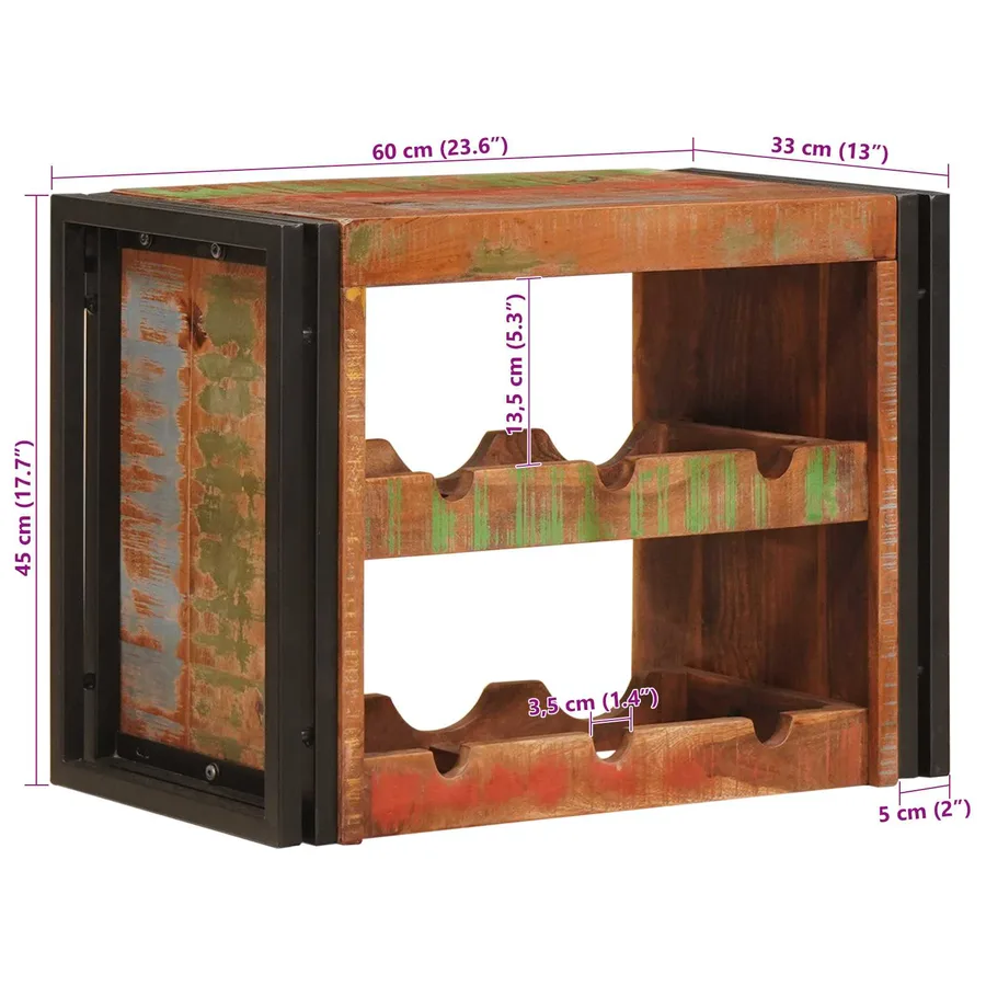 Étagère à vin Marron 60 x 45 x 33 cm Bois récupéré massif - 11